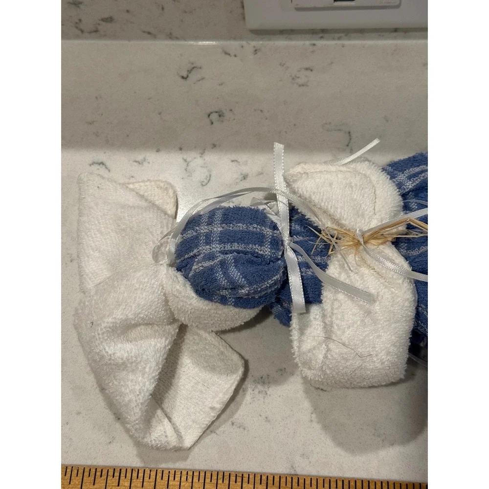 Vintage Cute Kitchen Towel Bunny Blue Plaid Bath Towel Holder Decorative‎ Gift